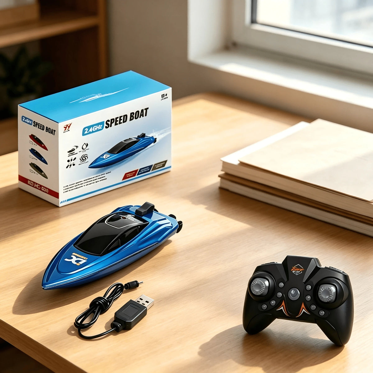 2.4G Remote Control Racing Boat, 4-Channel Mini RC High-Speed Boat With LED Lights, Electric Water Toy, Ideal For Summer Pool Fun, Parent-Child Interaction, Outdoor Water Play, Party Decor, And Childr