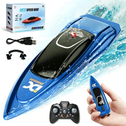 2.4G Remote Control Racing Boat, 4-Channel Mini RC High-Speed Boat With LED Lights, Electric Water Toy, Ideal For Summer Pool Fun, Parent-Child Interaction, Outdoor Water Play, Party Decor, And Childr