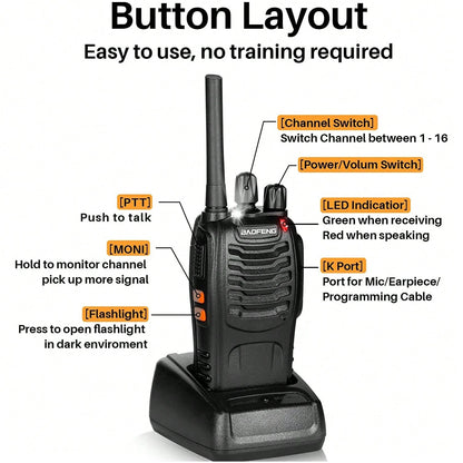 2/4pcs Baofeng TH-888S PMR Handheld Two-Way Radio For Adults, Portable Walkie Talkie For Hiking, Cycling, Camping