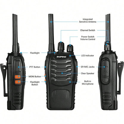 2/4pcs Baofeng TH-888S PMR Handheld Two-Way Radio For Adults, Portable Walkie Talkie For Hiking, Cycling, Camping
