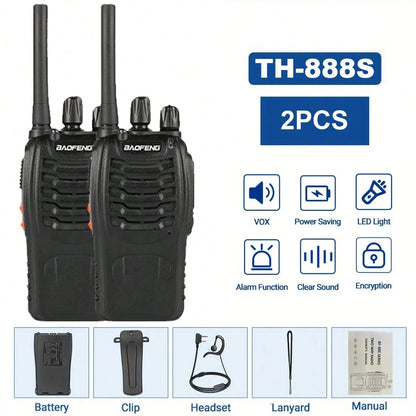 2/4pcs Baofeng TH-888S PMR Handheld Two-Way Radio For Adults, Portable Walkie Talkie For Hiking, Cycling, Camping