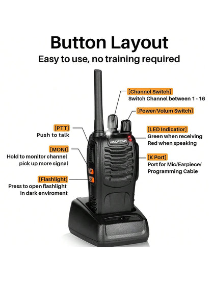 2/4pcs Baofeng TH-888S PMR Handheld Two-Way Radio For Adults, Portable Walkie Talkie For Hiking, Cycling, Camping