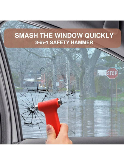 2 In 1 Car Emergency Escape Hammer & Seatbelt Cutter, Glass Window Breaker Multifunctional Emergency Rescue Escape Tool Auto Car Accessories