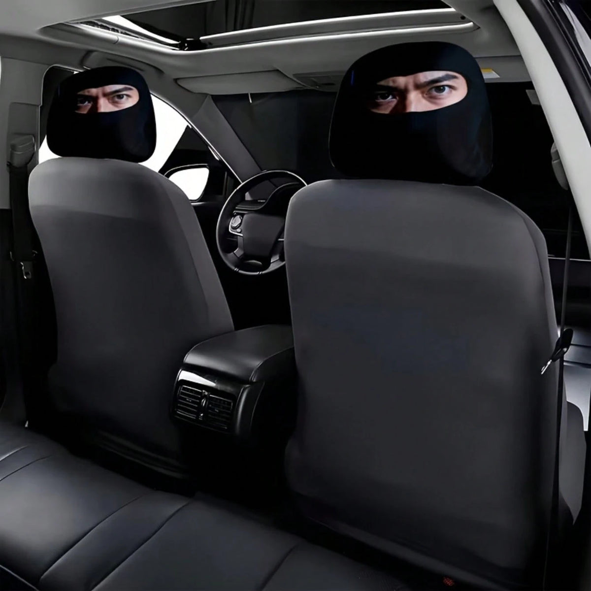 2 Mysterious Eye Cool Mask Printed Car Seat Headrest Covers- Mysterious Design, Universal Models, Easy To Install And Remove, Indispensable For Urban Commuting, Suitable For All Seasons, Ideal In-Car