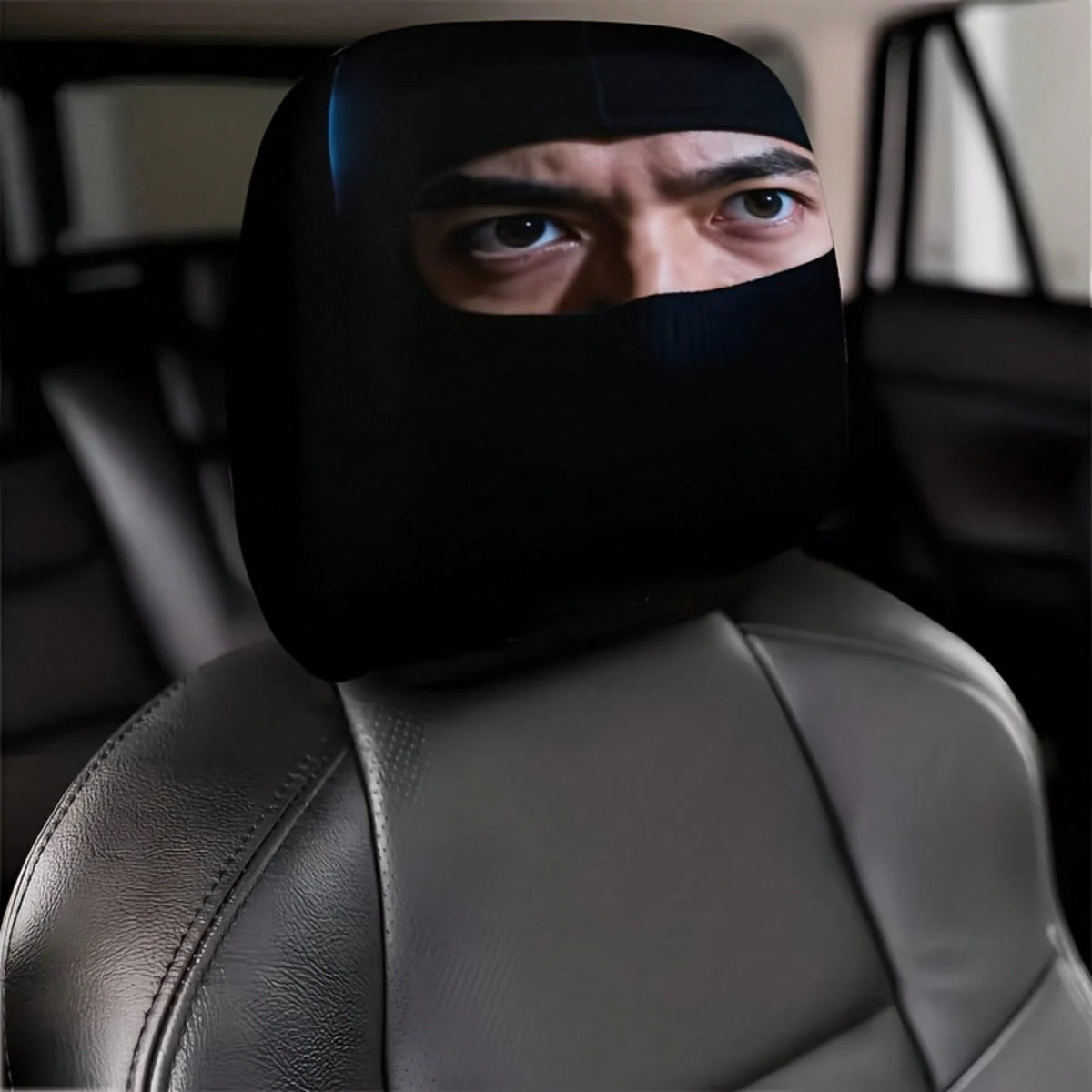 2 Mysterious Eye Cool Mask Printed Car Seat Headrest Covers- Mysterious Design, Universal Models, Easy To Install And Remove, Indispensable For Urban Commuting, Suitable For All Seasons, Ideal In-Car