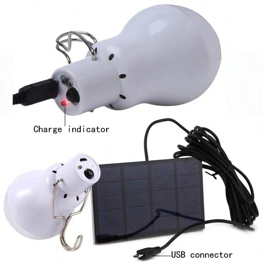 2 Pack ABZXT Solar Powered LED Light Bulbs With Remote Control, 350LM Portable Solar Panel Lighting, Flash Strobe Emergency Lamp For Camping Tent Night Fishing Power Outage Emergency Backup Lights