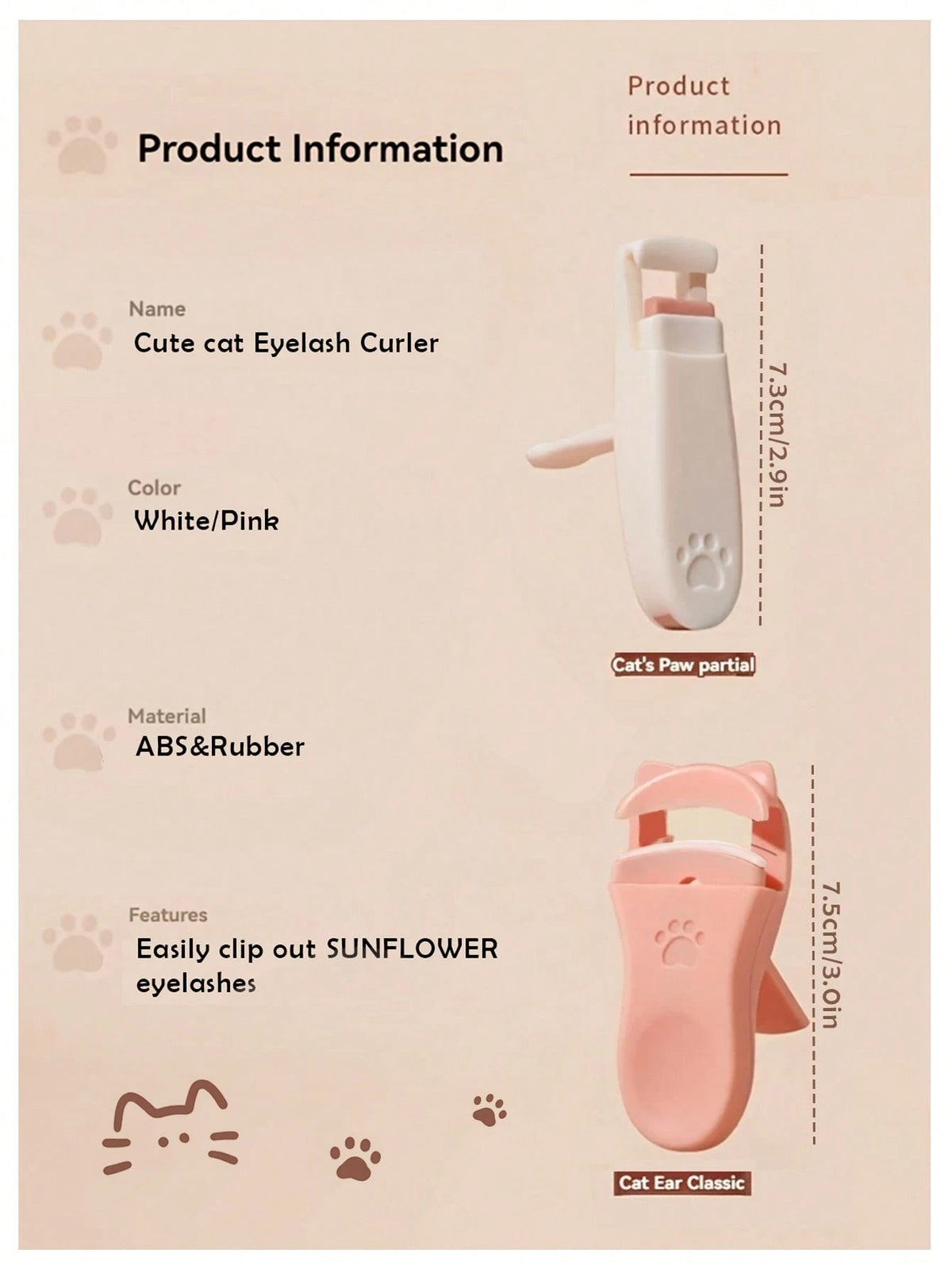2 Packs/1-Pack Portable Cat Paw Eyelash Curler Set, Rounded Edges Gentle Curling, Manual Styling No Pinching, Long-Lasting Makeup Tool, Travel Portable, Vanity Essential, Affordable Makeup, Holiday Es