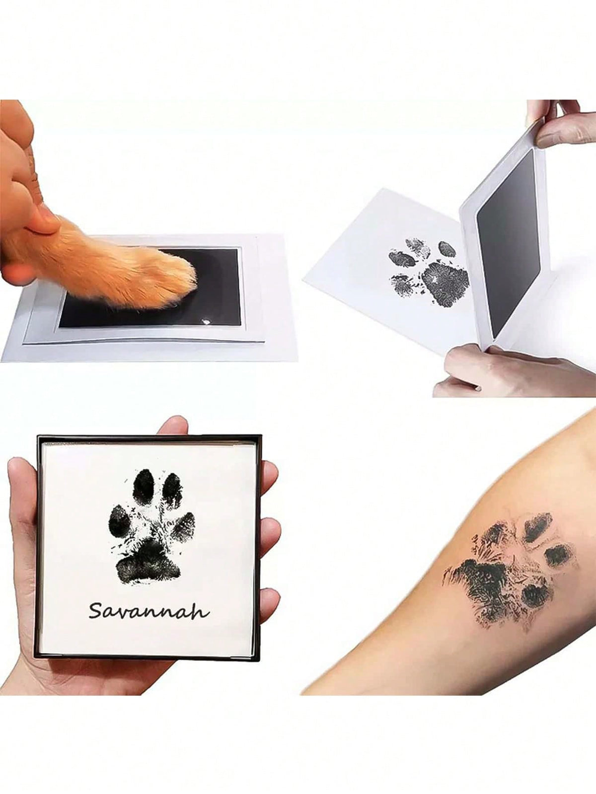 2 Pieces/Set Non-Contact Ink Pads + Stamp Paper, Handprint And Pet Souvenirs. And Contactless. Commemorative Small Stamps, Black Ink Stamp Pads With Easy-Clean Surface, Durable Plastic Design For Paw