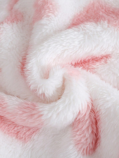 [2 Sets Random Selection] Newborn Double-Sided Flannel Comfortable Soft Cute White & Pink Star, Cloud, Heart, Bow Embroidery Pattern, Jumpsuit Hat Pants, Best Gift For Newborns, Versatile Fashion
