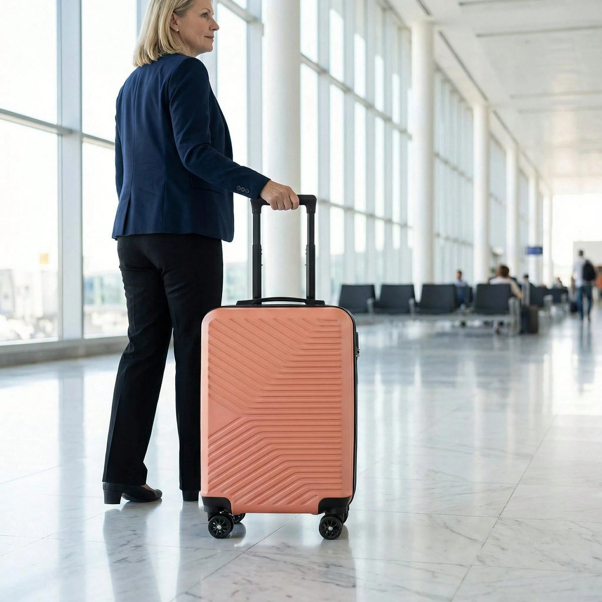 20-Inch ABS Hard-Shell Carry-On Luggage Case With Silent Rotating Wheels That Can Rotate 360°. The Seamless Pattern Is Durable And Resistant To Drops. The Best Choice For Business Trips Or Travels. Ro