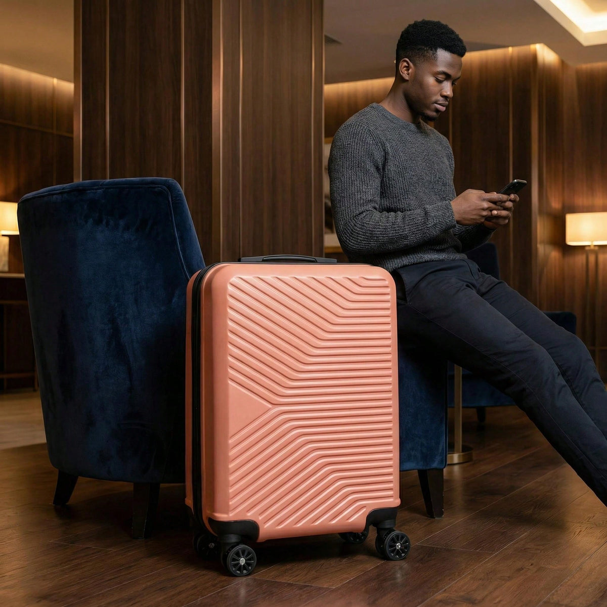20-Inch ABS Hard-Shell Carry-On Luggage Case With Silent Rotating Wheels That Can Rotate 360°. The Seamless Pattern Is Durable And Resistant To Drops. The Best Choice For Business Trips Or Travels. Ro