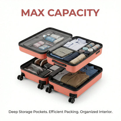 20-Inch ABS Hard-Shell Carry-On Luggage Case With Silent Rotating Wheels That Can Rotate 360°. The Seamless Pattern Is Durable And Resistant To Drops. The Best Choice For Business Trips Or Travels. Ro