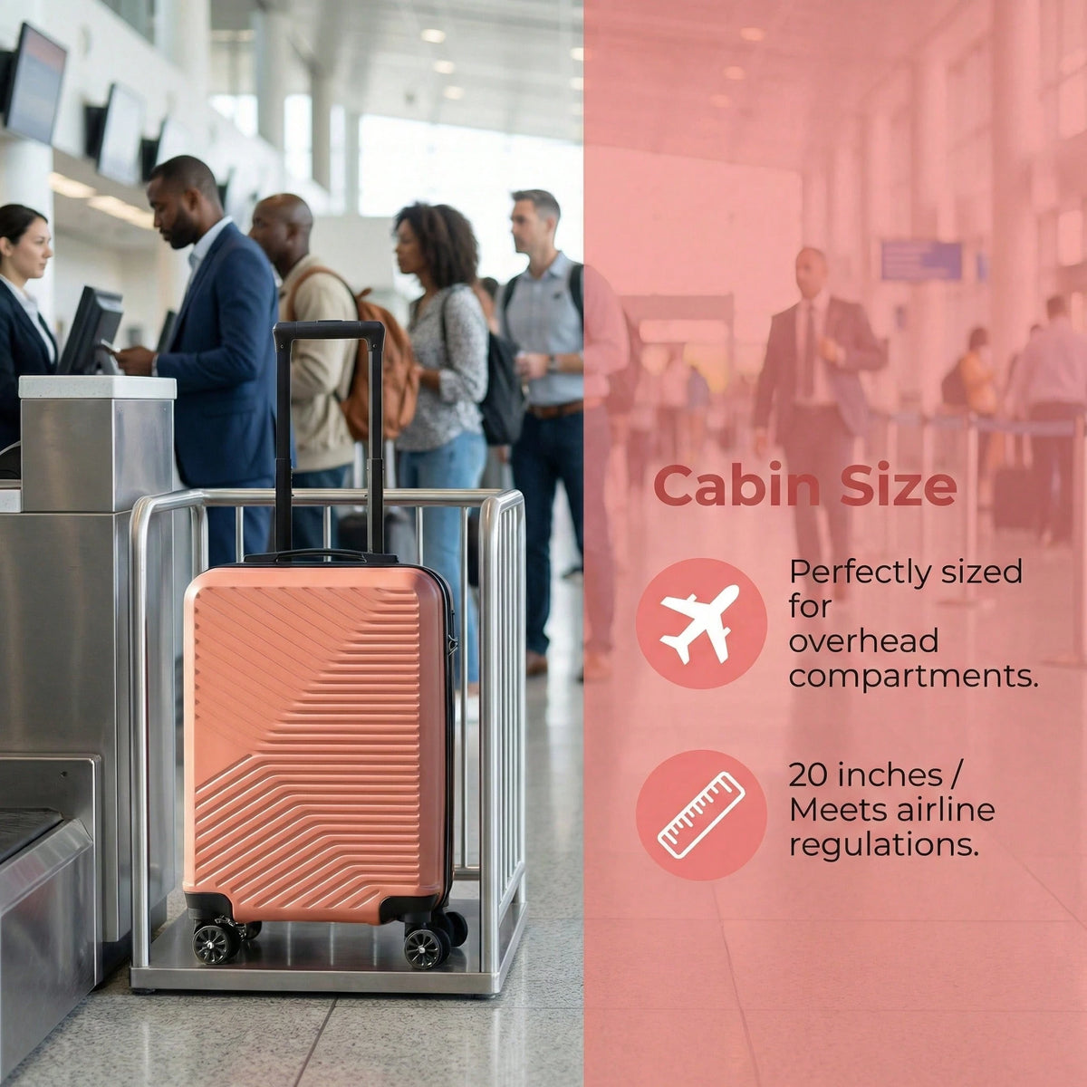 20-Inch ABS Hard-Shell Carry-On Luggage Case With Silent Rotating Wheels That Can Rotate 360°. The Seamless Pattern Is Durable And Resistant To Drops. The Best Choice For Business Trips Or Travels. Ro