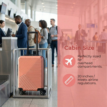 20-Inch ABS Hard-Shell Carry-On Luggage Case With Silent Rotating Wheels That Can Rotate 360°. The Seamless Pattern Is Durable And Resistant To Drops. The Best Choice For Business Trips Or Travels. Ro