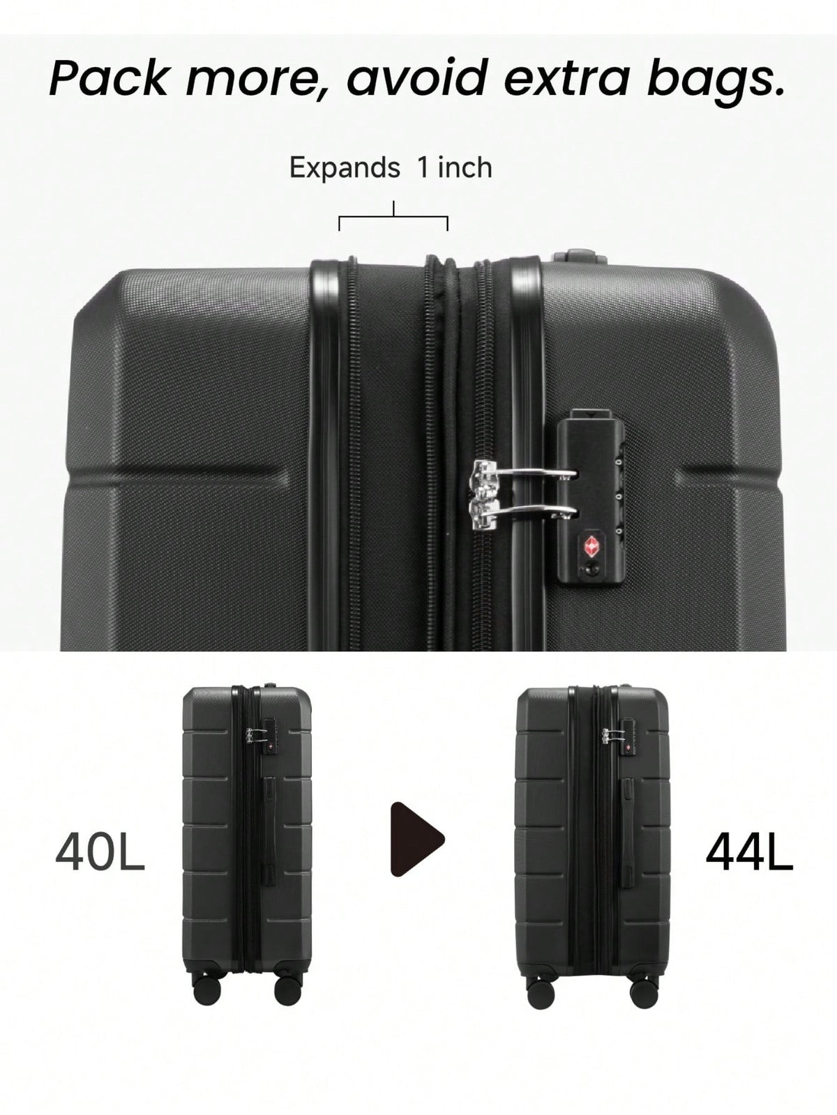 20 Inch Expandable ABS Hardside Carry On Luggage 22x14x9 Airline Approved, Lightweight 6.1 Lbs Spinner Suitcase With TSA Lock, Back To School Travel