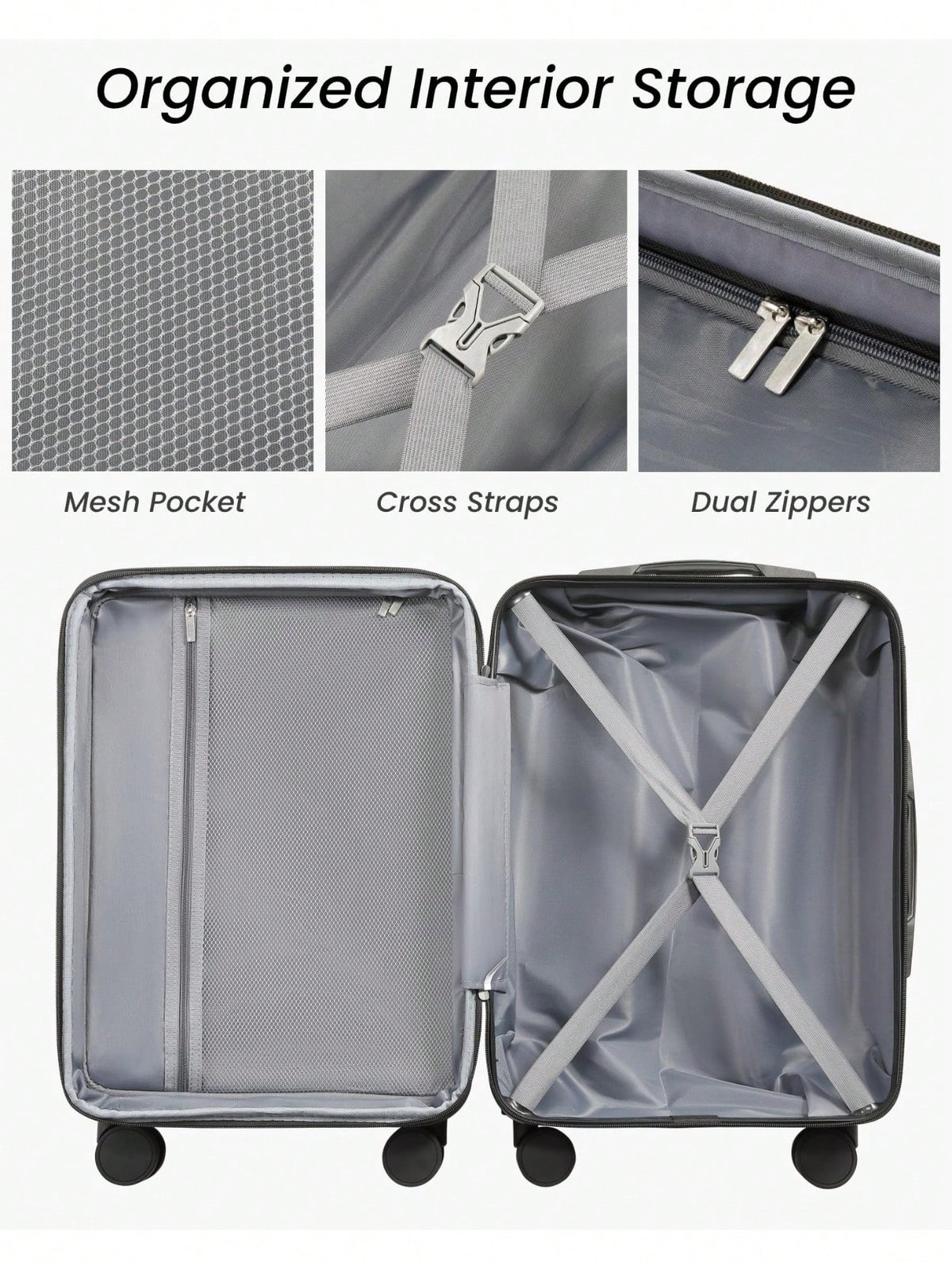 20 Inch Expandable ABS Hardside Carry On Luggage 22x14x9 Airline Approved, Lightweight 6.1 Lbs Spinner Suitcase With TSA Lock, Back To School Travel