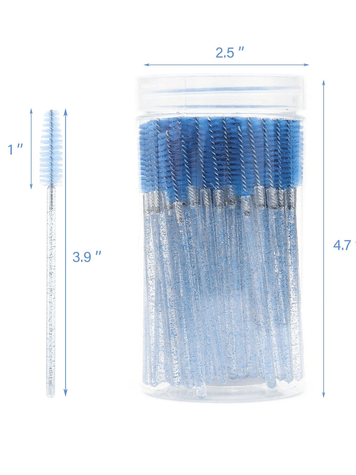 200/100/50/10pcs Set Eyelash Brushes, Eyelash Comb With Container, Bendable Disposable Eyebrow Brushes, Eyelash Extension Brushes, Eyebrow Brushes, Castor Oil Brushes (Crystal Blue)