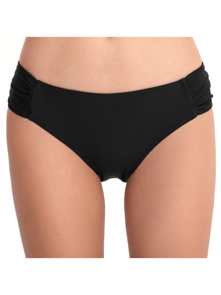 2025 New Sexy Fashion Versatile Low-Waist Ruched Tummy Control Sweet Girl Breathable Bikini Swimwear Vacation Beach Black Summer