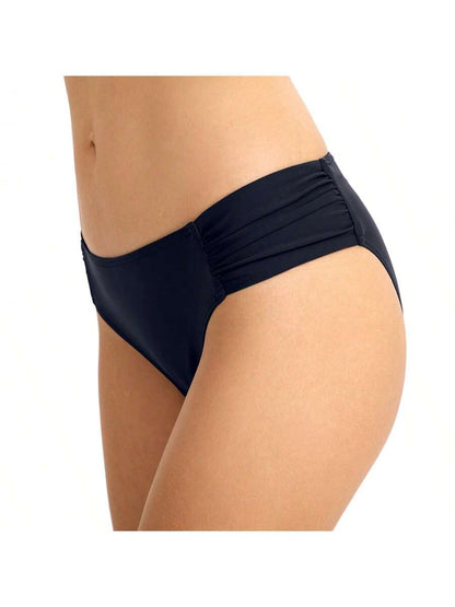 2025 New Sexy Fashion Versatile Low-Waist Ruched Tummy Control Sweet Girl Breathable Bikini Swimwear Vacation Beach Black Summer