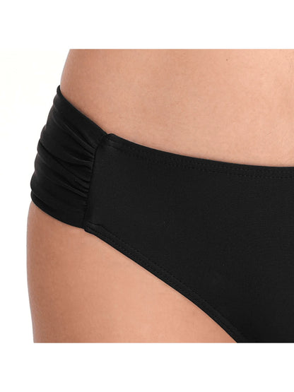 2025 New Sexy Fashion Versatile Low-Waist Ruched Tummy Control Sweet Girl Breathable Bikini Swimwear Vacation Beach Black Summer