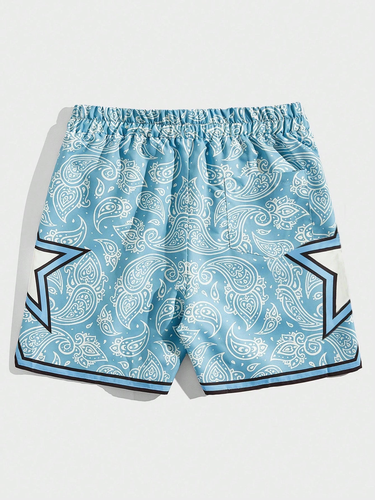 2026 New ROMWE MEN Street Style Spring/Summer Casual Patterned Men's Star Paisley Print Drawstring Waist Shorts, Suitable For School,Free Shipping