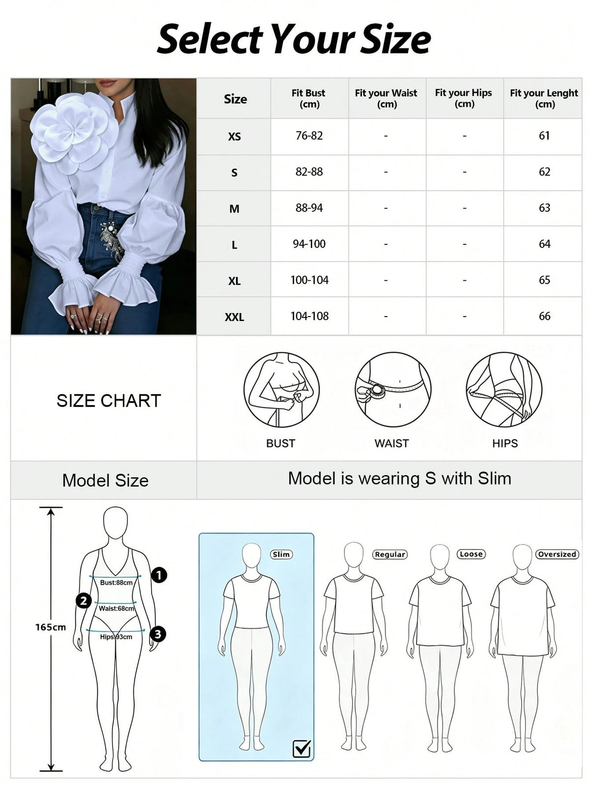 2026 New White 3D Floral Decor Puff Sleeve Shirt, Y2K Babe Aesthetic Romantic Retro Elegant Party Wear, Plus Size Friendly