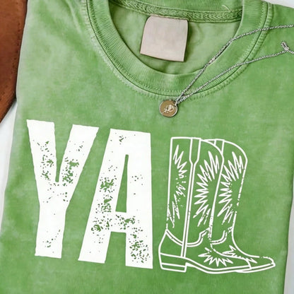 2026 Tops For Women, Washed Cotton Women's T-Shirt, Vintage Western Print Women's T-Shirt, Southern Country Cowgirl Shirt, Cowboy Boot Style, Cute Co