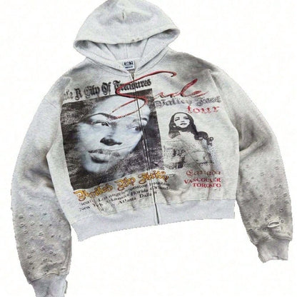 2026 Unisex Retro High Street Hooded Cardigan- Diamond Print Winter Knit Sweater