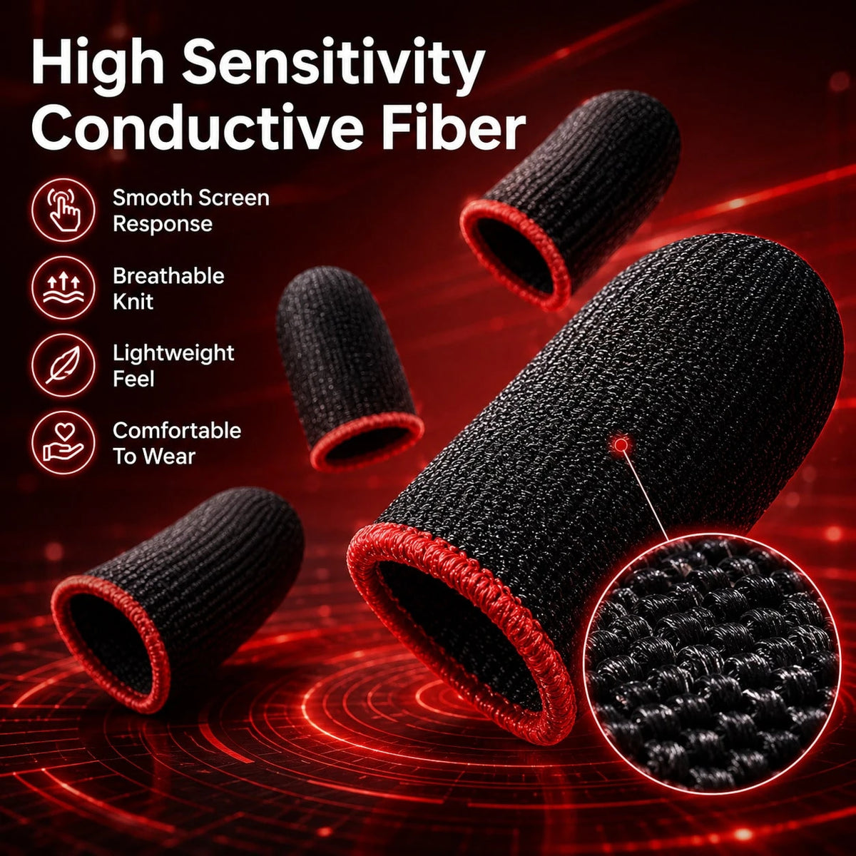 20PCS Gaming Finger Sleeve Set, Breathable Conductive Knit Thumb Covers For Mobile Phone & Tablet Touchscreen Gaming