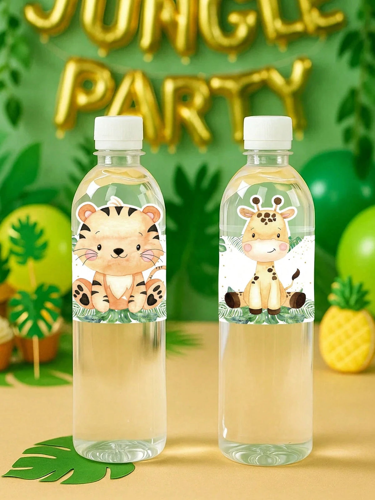 20pcs Jungle Animal Bottle Labels Suitable For Boys & Girls Party, Decorative Stickers For Baby Shower Party, Baby Party Decorations, Boy/Girl Birthday Decorative Stickers, Newborn, Birthday Party Wat