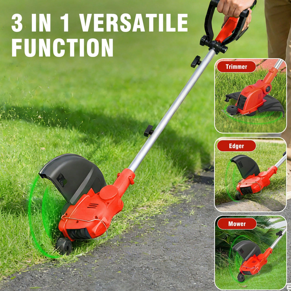 21V 12-Inch Cordless String Trimmer, 9650 RPM High-Speed Motor, 90° Rotatable Head 2-In-1 Trimming & Edging Tool, Auto Line Feed System With 10 Spools, 2*2.5Ah Batteries & Charger, Lightweight Aluminu