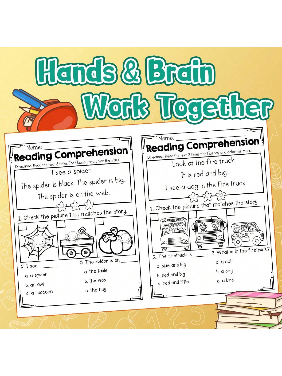 24-Page Early Reading Comprehension Workbook: Engaging Short Passages With Matching Images And Questions To Help Children Understand And Focus