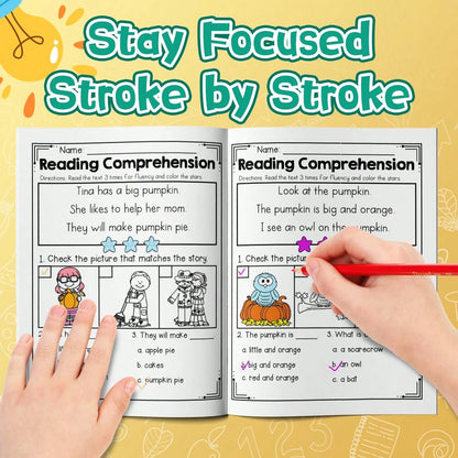 24-Page Early Reading Comprehension Workbook: Engaging Short Passages With Matching Images And Questions To Help Children Understand And Focus