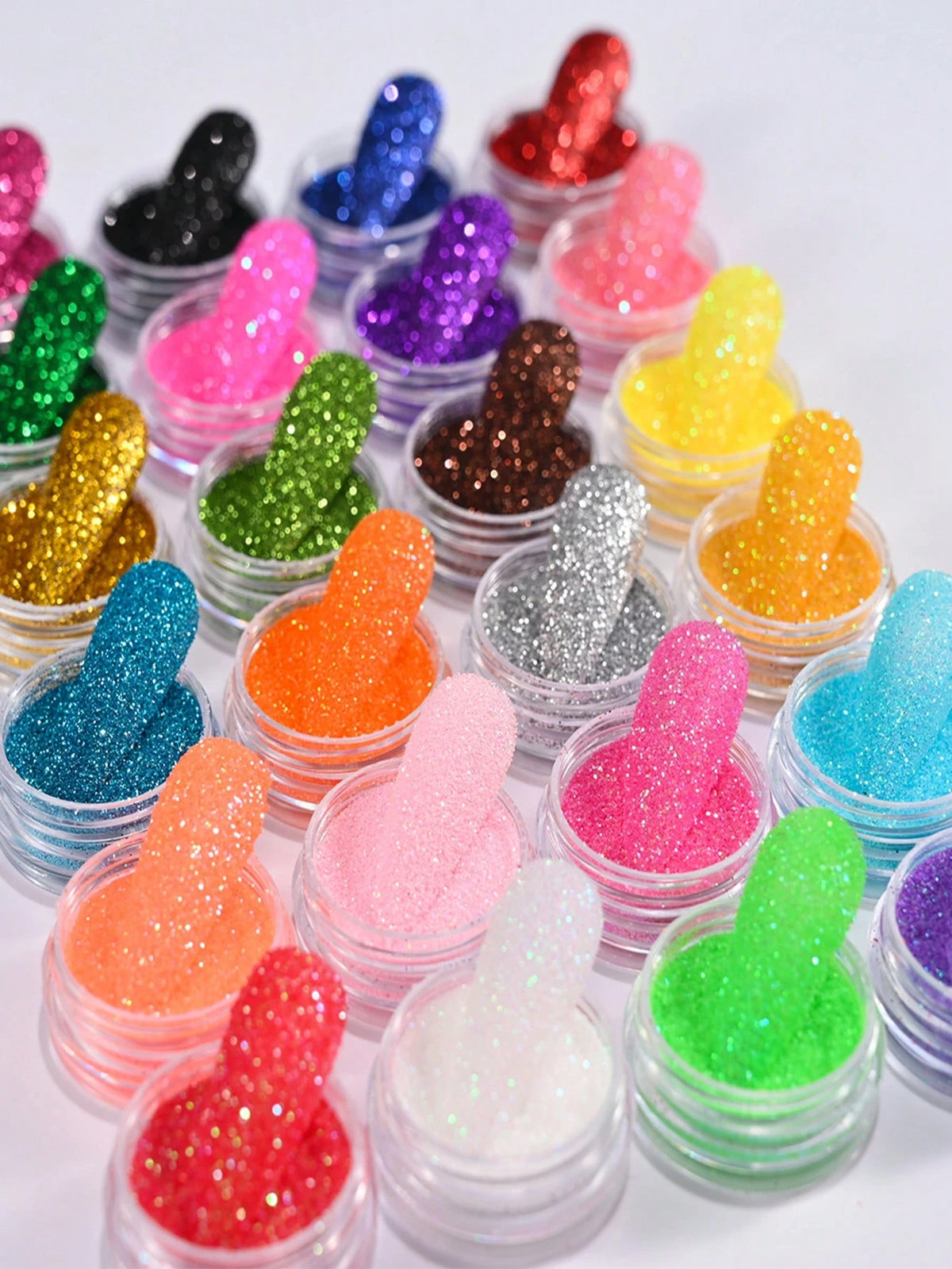 24PCS Iridescent Sugar Nail Glitter Nail Art Iridescent Fine (.004") Glitter Powder Candy Coat Powder Pigment For Manicure Sugar For Gel Nail Polish,(24 Jars) DIY Nail Charms Nail Gems Nail Supplies