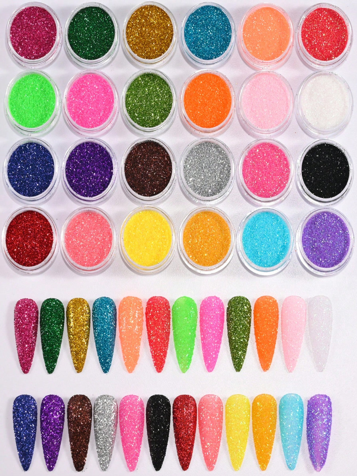 24PCS Iridescent Sugar Nail Glitter Nail Art Iridescent Fine (.004") Glitter Powder Candy Coat Powder Pigment For Manicure Sugar For Gel Nail Polish,(24 Jars) DIY Nail Charms Nail Gems Nail Supplies