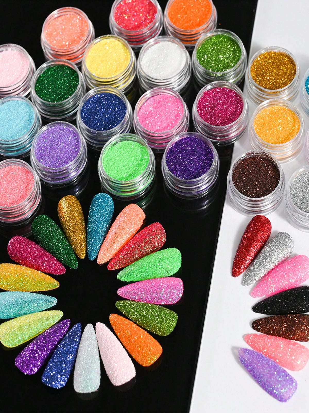 24PCS Iridescent Sugar Nail Glitter Nail Art Iridescent Fine (.004") Glitter Powder Candy Coat Powder Pigment For Manicure Sugar For Gel Nail Polish,(24 Jars) DIY Nail Charms Nail Gems Nail Supplies