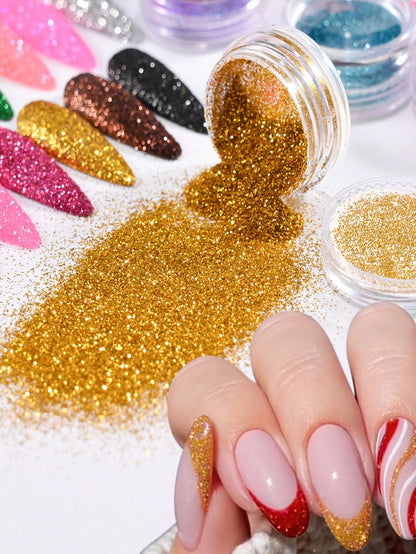 24PCS Iridescent Sugar Nail Glitter Nail Art Iridescent Fine (.004") Glitter Powder Candy Coat Powder Pigment For Manicure Sugar For Gel Nail Polish,(24 Jars) DIY Nail Charms Nail Gems Nail Supplies