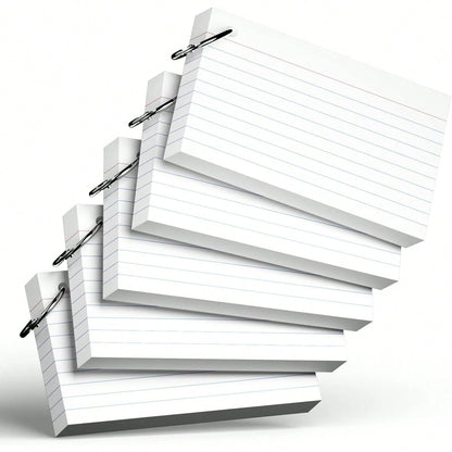 250 White Index Cards With Rings, 3 X 5 Inch, Thick Lined Index Cards, Suitable For School, Office Supplies And Home Organization, Durable Study To-Do List Note Cards With Lines
