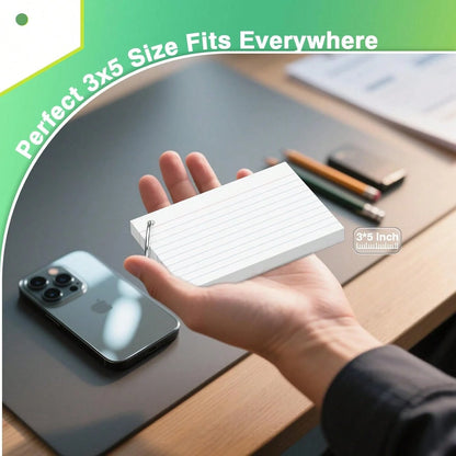 250 White Index Cards With Rings, 3 X 5 Inch, Thick Lined Index Cards, Suitable For School, Office Supplies And Home Organization, Durable Study To-Do List Note Cards With Lines