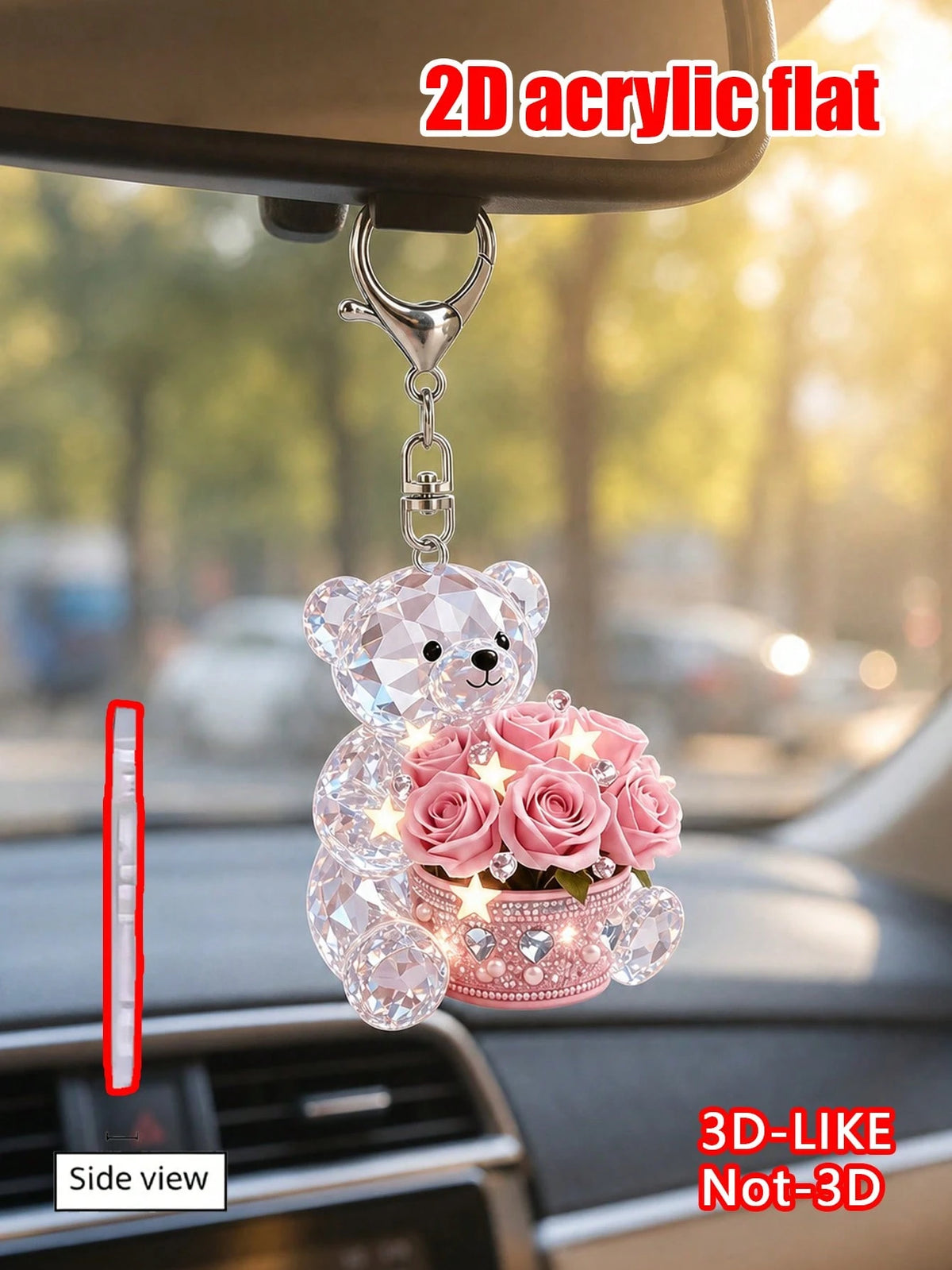 2D Flat Design Cute Bear Pattern Keychain, Fashion Bear Theme Party Keychain, Bag Decoration. Suitable For Packaging Decoration, Car Hanging Ornament, Backpack Decoration, Car Key Decoration. Car Rear