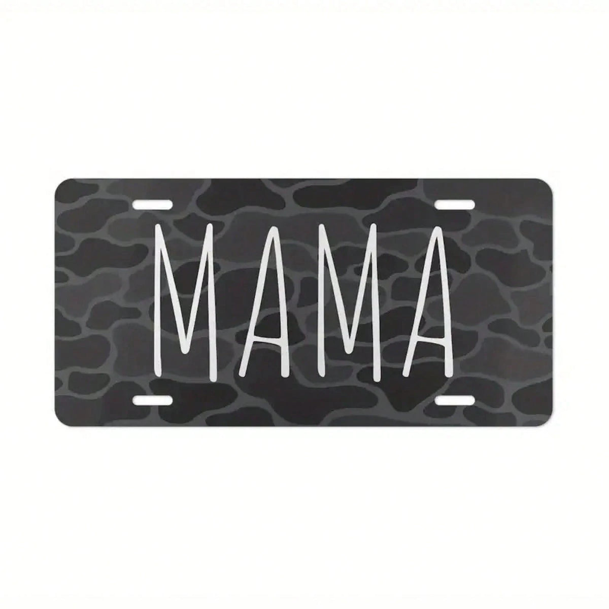 2D Flat Surface, Decorative License Plate Only, Mom Style, Black Camouflage, Vintage Camouflage Metal Front License Plate 6x12inch, Polished Metal Standard License Plate, 2D Flat Surface