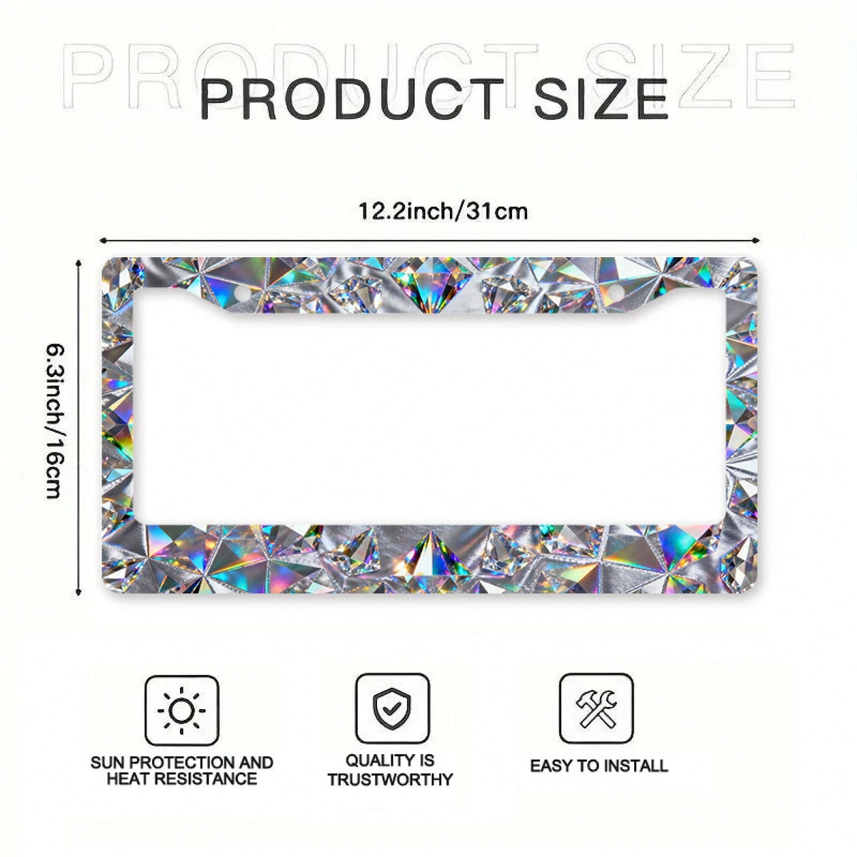 2D Plane, 2D Plane 1, 2D Plane Metal Car Chassis| Shiny Crystal Decoration, Universal For North American And Most International Vehicles, Includes Mounting Screws, Stylish And Secure Fit- 12X 6inch