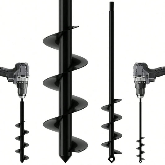 2PACK Auger Drill Bit For Planting 2x17.5inch Extended Length Garden Auger Spiral Drill Bit For Planting Bulbs Flowers,Post Hole Digger For 3/8"Hex Drill