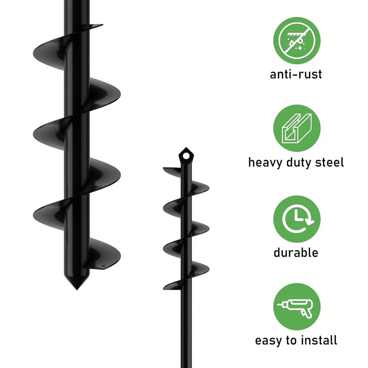 2PACK Auger Drill Bit For Planting 2x17.5inch Extended Length Garden Auger Spiral Drill Bit For Planting Bulbs Flowers,Post Hole Digger For 3/8"Hex Drill