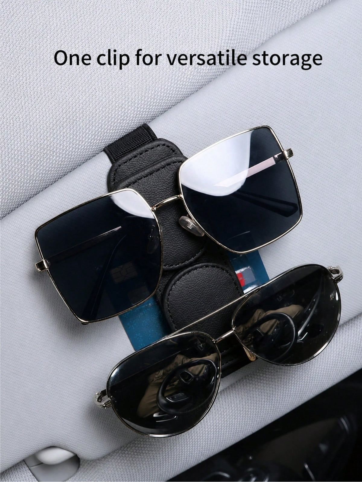 2pcs/1pc Leather Car Fashion Glasses Holder, Car Sun Visor Glasses Storage Organizer Clip, Universal Vehicle Card And Glasses Clip