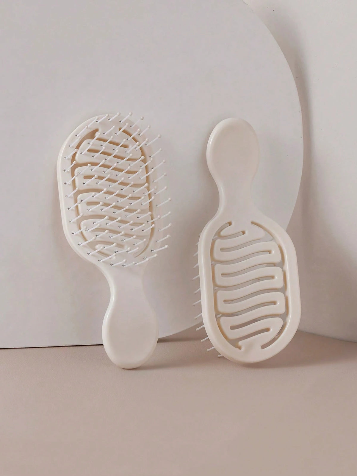2pcs/1pc Mini Ivory Hollow Portable Styling Hair Brush, Salon Beauty Travel Essential Hair Comb Tool Accessory, Unisex, Suitable For Dry And Wet Hair, Multi-Functional Detangling Brush, Suitable For A