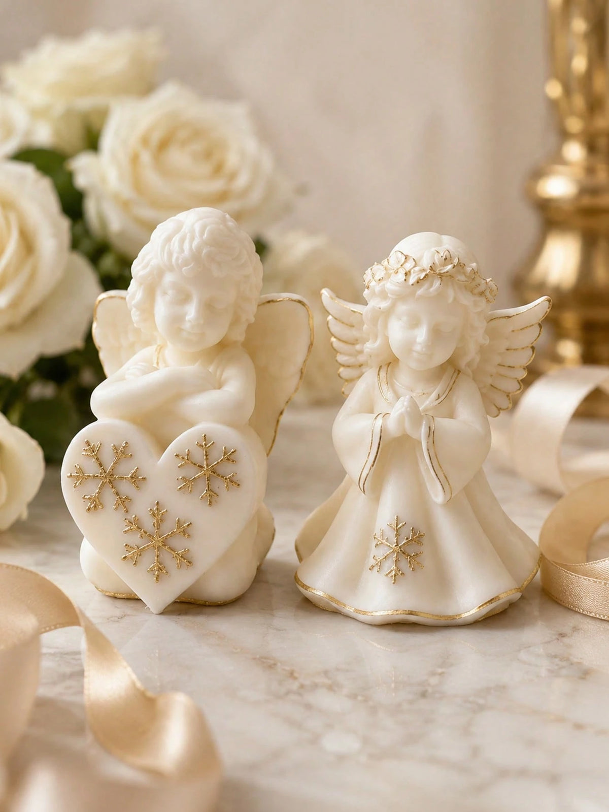 2pcs 3D Exquisite Angel Wings Silicone Molds, Gentle Feather Design, Smooth Easy Release Reusable DIY Candle Plaster Scented Stone Resin Decor, Wedding Desk Decoration Mother's Day Romantic Handmade G