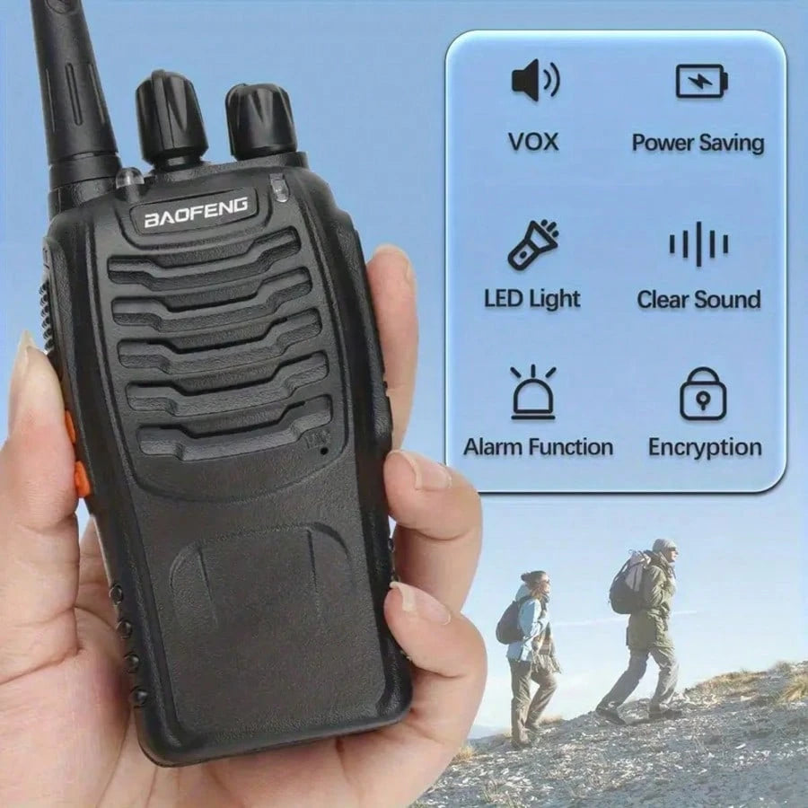 2pcs BF 888S Amateur Radio Handheld Two Way Radio, UHF Portable Walkie Talkies, 3, 7V For Adults, Hiking Biking Camping