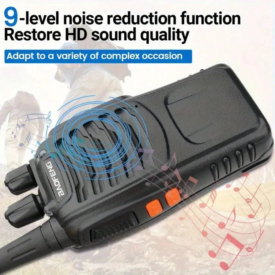 2pcs BF 888S Amateur Radio Handheld Two Way Radio, UHF Portable Walkie Talkies, 3, 7V For Adults, Hiking Biking Camping