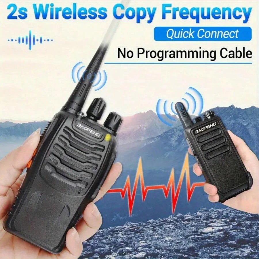 2pcs BF 888S Amateur Radio Handheld Two Way Radio, UHF Portable Walkie Talkies, 3, 7V For Adults, Hiking Biking Camping